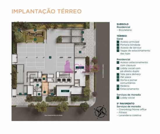 Planta tipo do apto. de 38 m² com 2 dormitórios